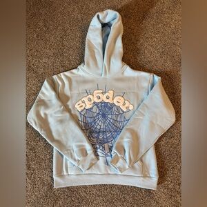 Light blue Sp5der hoodie. Size medium. BRAND NEW. Opened for pictures